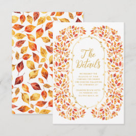 Tarjeta De Recepción Detalles del Boda de las hojas rusas de otoño de t