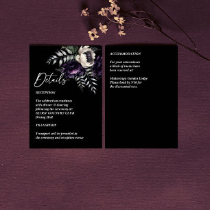 Tarjeta De Recepción Detalles del boda de las peonías púrpura oscuro de