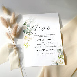 Tarjeta De Recepción Detalles del Boda de las rosas blancas de verde