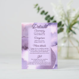Tarjeta De Recepción Detalles del boda de lavanda violeta púrpura