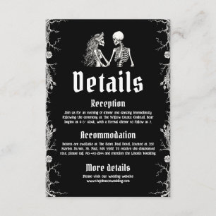Tarjeta De Recepción Detalles del Boda de los esqueletos de Halloween g