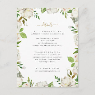 Tarjeta De Recepción Detalles del Boda de los flores dorados