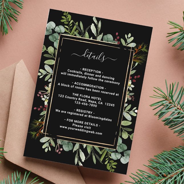 Tarjeta De Recepción Detalles del Boda de los Navidades de la vegetació (Subido por el creador)