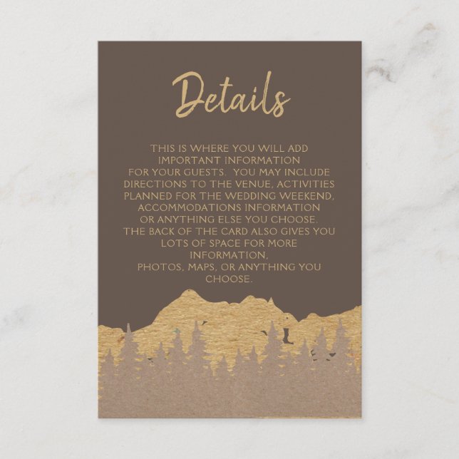 Tarjeta De Recepción Detalles del Boda de los pinos de los bosques de m (Anverso)