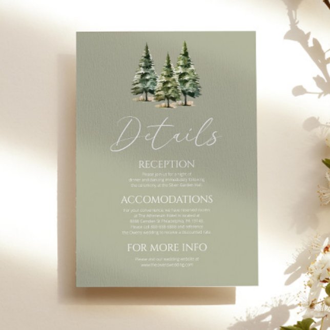 Tarjeta De Recepción Detalles del Boda de los pinos de nieve en inviern (Subido por el creador)