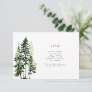 Tarjeta De Recepción Detalles del Boda de los Pinos Verdes de la Selva