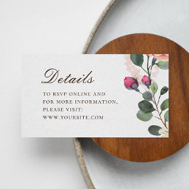 Tarjeta De Recepción Detalles del boda de los rosas de acuarela. Elegan