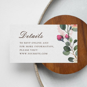 Tarjeta De Recepción Detalles del boda de los rosas de acuarela. Elegan