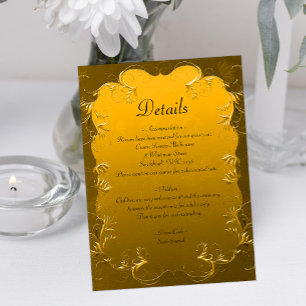 Tarjeta De Recepción Detalles del Boda de lujo Golden Elegance