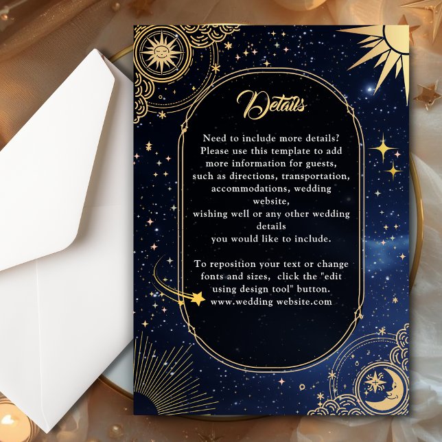 Tarjeta De Recepción Detalles del boda de luna y sol celestial (Subido por el creador)