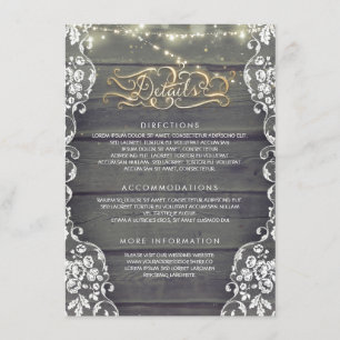 Tarjeta De Recepción Detalles del Boda de madera rústico del país - Inf