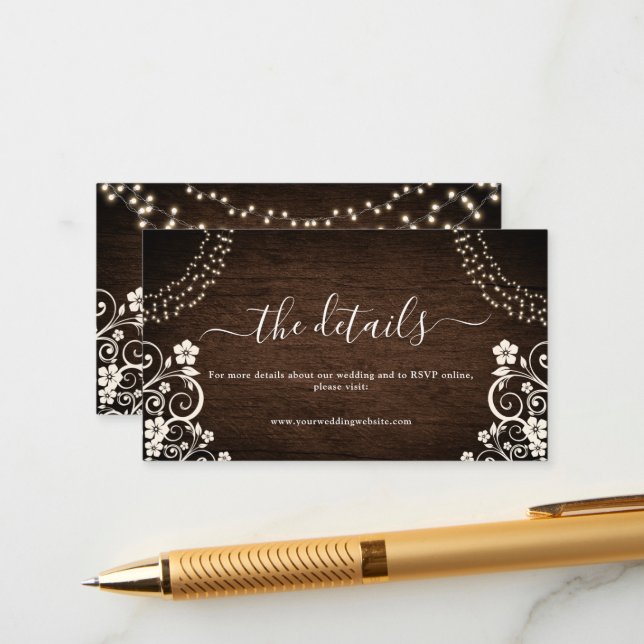 Tarjeta De Recepción Detalles del Boda de Madera Rústico Presupuestario (Anverso/Reverso In Situ)