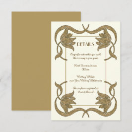 Tarjeta De Recepción Detalles del Boda de marfil y oro de estilo Art No
