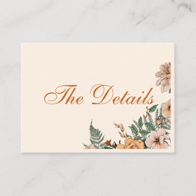 Tarjeta De Recepción Detalles del Boda de mariposa Boho Rubor Terracott (Anverso)