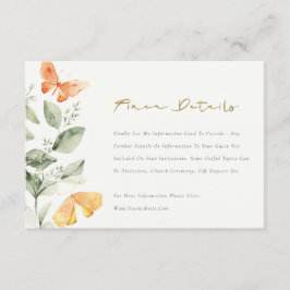 Tarjeta De Recepción Detalles del Boda de mariposas de follaje de jardí