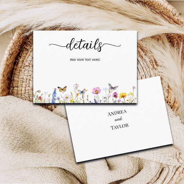 Tarjeta De Recepción Detalles del Boda de mariposas Wildflowers (Subido por el creador)