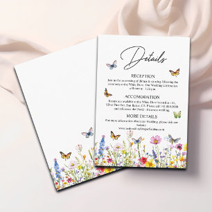 Tarjeta De Recepción Detalles del Boda de mariposas Wildflowers