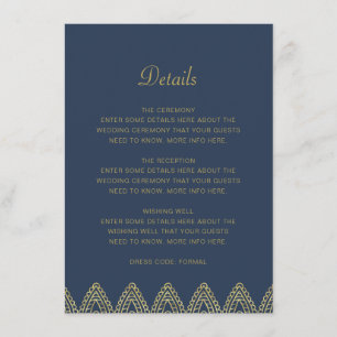 Tarjeta De Recepción Detalles del Boda de Mehndi Blue Gold de lujo indi