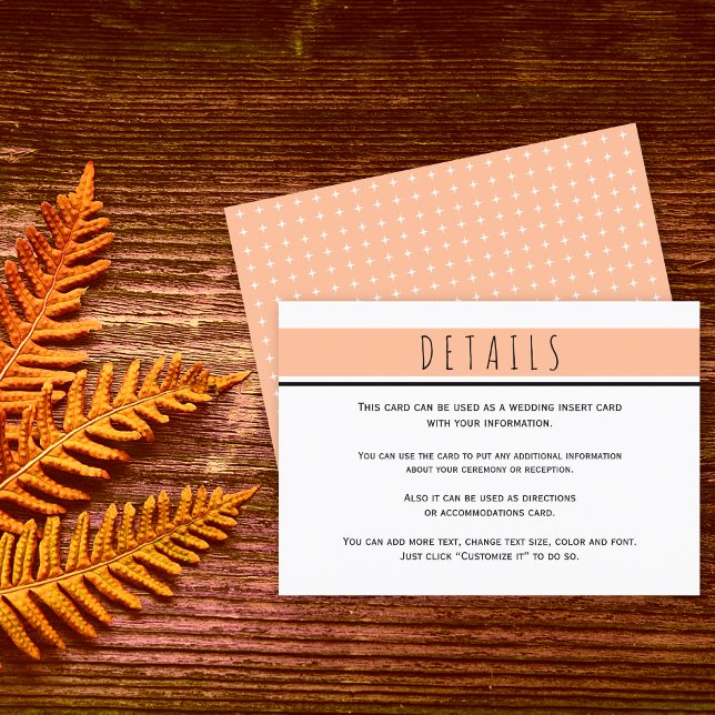 Tarjeta De Recepción Detalles del boda de melocotón moderno (Subido por el creador)