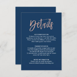 Tarjeta De Recepción Detalles del Boda de Moda de Glam de oro de la Mar