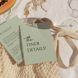Tarjeta De Recepción Detalles del Boda de moda del Sage Green Boho mini