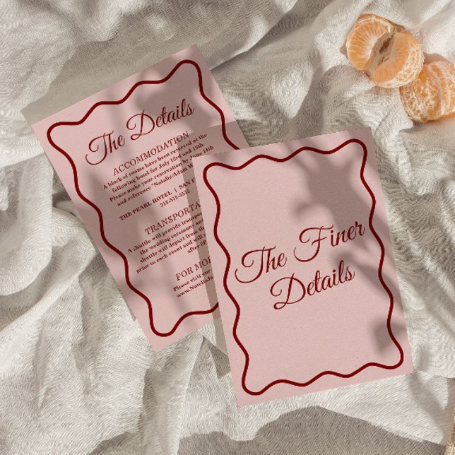 Tarjeta De Recepción Detalles del Boda de Moda retro funky rosa oscuro  (Subido por el creador)