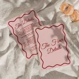 Tarjeta De Recepción Detalles del Boda de Moda retro funky rosa oscuro