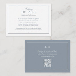 Tarjeta De Recepción Detalles del Boda de Monograma Azul Dusty moderno 