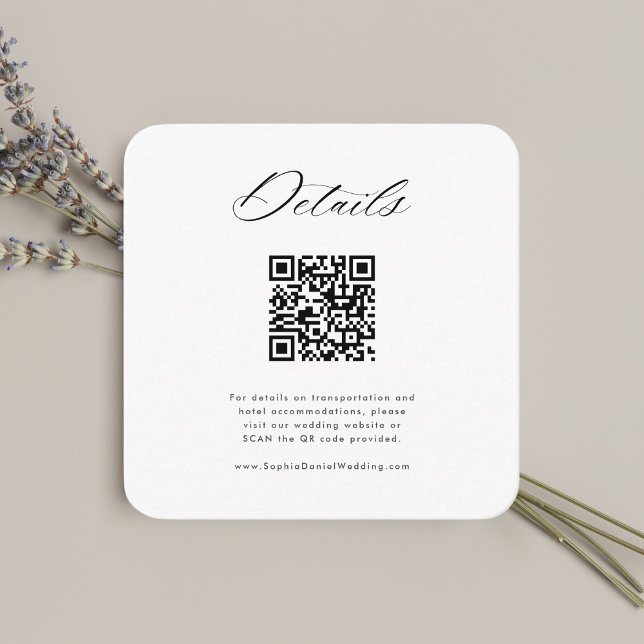 Tarjeta De Recepción Detalles del Boda de monograma del código QR Minim (Subido por el creador)