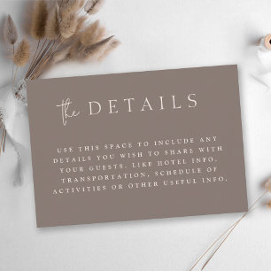 Tarjeta De Recepción Detalles del Boda de monograma Minimalista de taza