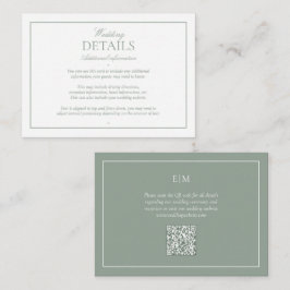 Tarjeta De Recepción Detalles del Boda de monograma verde moderno con c