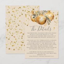 Tarjeta De Recepción Detalles del Boda de Navidades beiges de oro
