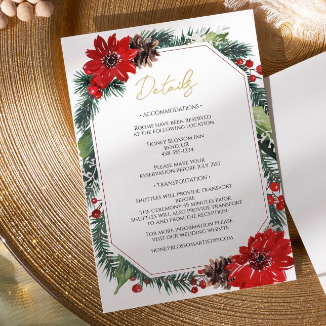 Tarjeta De Recepción Detalles del Boda de Navidades clásicos simples (Subido por el creador)