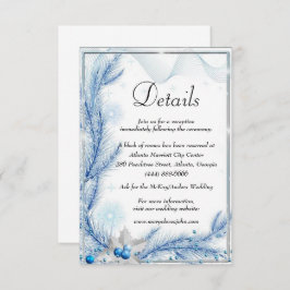 Tarjeta De Recepción Detalles del Boda de Navidades de invierno de Blue