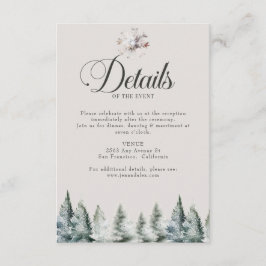 Tarjeta De Recepción Detalles del Boda de Navidades de nieve en inviern
