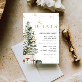 Tarjeta De Recepción Detalles del Boda de Navidades de pino