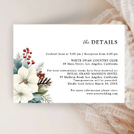 Tarjeta De Recepción Detalles del Boda de Navidades florales de inviern