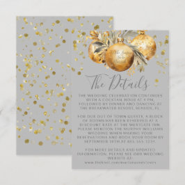 Tarjeta De Recepción Detalles del Boda de Navidades Gris Oro