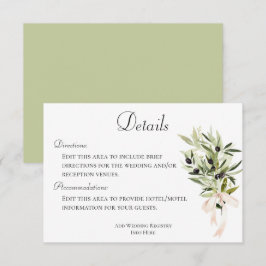 Tarjeta De Recepción Detalles del Boda de Olive Branch Bouquets