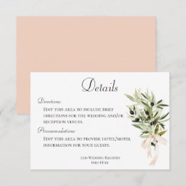 Tarjeta De Recepción Detalles del Boda de Olive Branch Bouquets