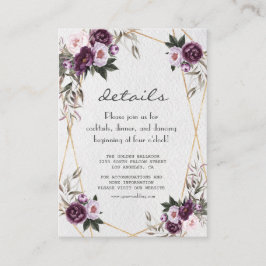 Tarjeta De Recepción Detalles del Boda de oro de las flores de peones r