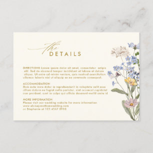 Tarjeta De Recepción Detalles del Boda de oro del jardín de flores silv