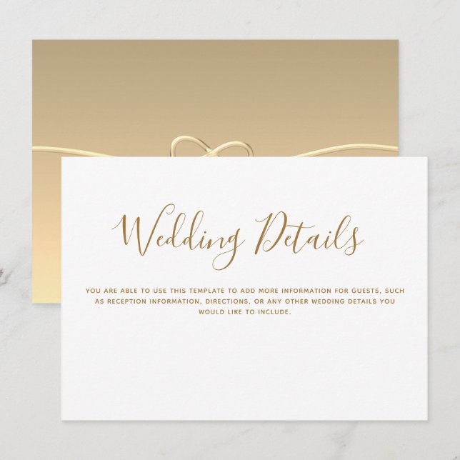 Tarjeta De Recepción Detalles del Boda de oro simple (Anverso / Reverso)
