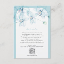 Tarjeta De Recepción Detalles del Boda de orquídeas azules suaves