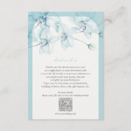 Tarjeta De Recepción Detalles del Boda de orquídeas azules suaves