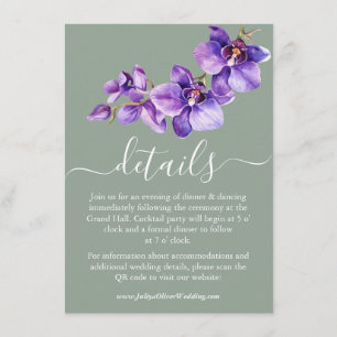Tarjeta De Recepción Detalles del boda de orquídeas verde marino
