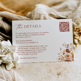 Tarjeta De Recepción Detalles del Boda de otoño de la Moda Boho
