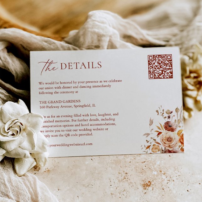 Tarjeta De Recepción Detalles del Boda de otoño de la Moda Boho (Subido por el creador)