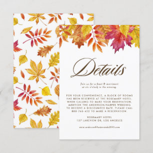 Tarjeta De Recepción Detalles del Boda de otoño de las hojas de Garland