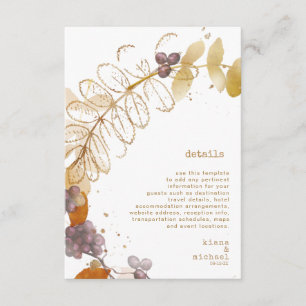 Tarjeta De Recepción Detalles del Boda de Otoño Dorado Berries ID655
